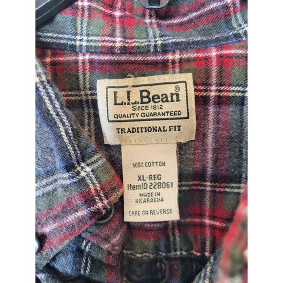 VTG L.L. Bean XL Mens Plaid Flannel Shirt 100% Cotton LS Cabin core heritage - Picture 2 of 4